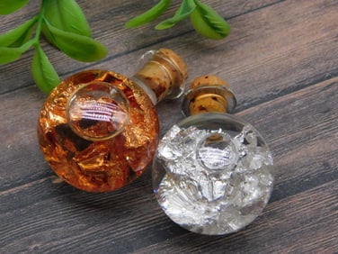 COPPER AND SILVER FLAKES IN BOTTLES ROCK STONE LAPIDARY SPECIMEN