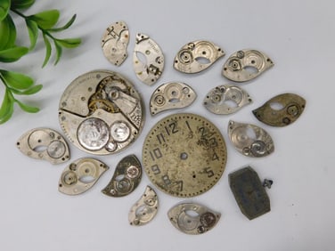 Antique Watch Parts and Movements Lot WATCHMAKER WATCHMAKING TOOLS