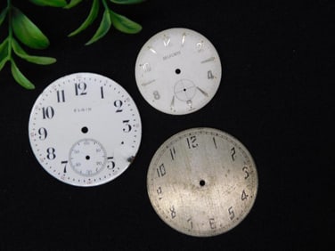 3 Vintage Watch Faces from Elgin and Waltham WATCHMAKER WATCHMAKING TOOLS