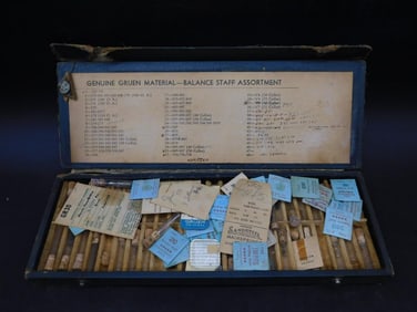 Gruen Watch Balance Staff Assortment Kit in Wooden Box WATCHMAKER WATCHMAKING TOOLS