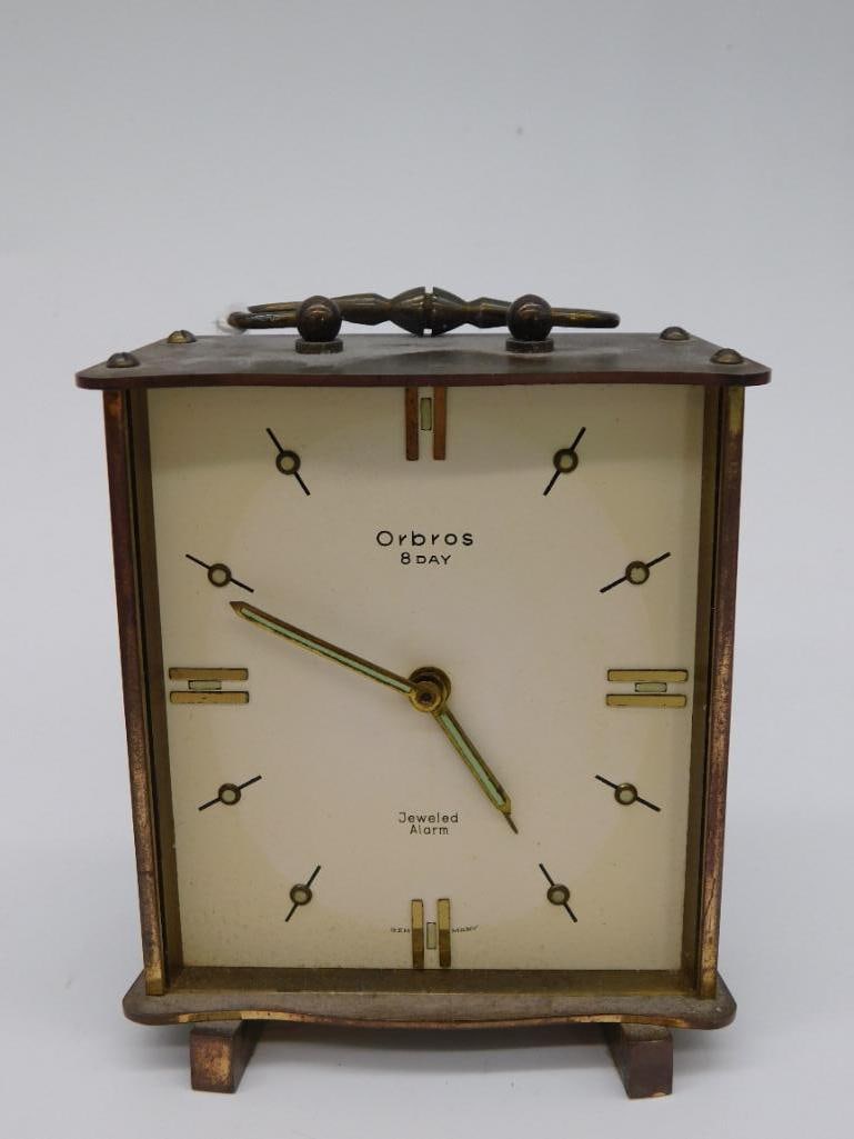 Vintage Ormos Swiss Table Clock with Brass Finish: Vintage Ormos Swiss Table Clock with Brass Finish