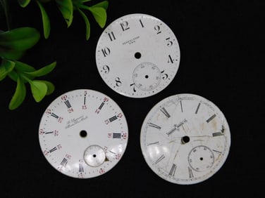 Three Antique Pocket Watch Dials, Assorted Makers WATCHMAKER WATCHMAKING TOOLS
