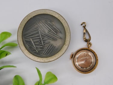 Vintage Watch with Box of Metal Pins WATCHMAKER WATCHMAKING TOOLS