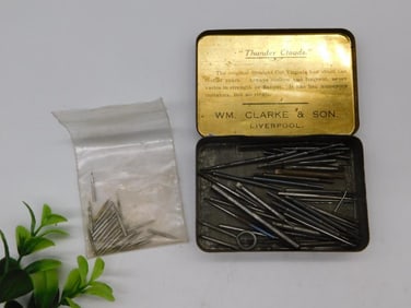 Vintage W.M. Clarke & Son Pin and Needle Set with Tin WATCHMAKER WATCHMAKING TOOL