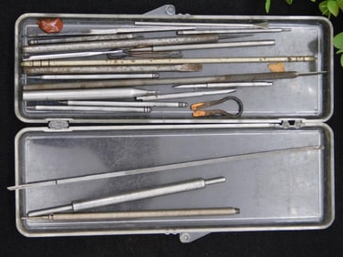 Vintage Watchmaker Tools in Metal Storage Case WATCHMAKER WATCHMAKING TOOLS