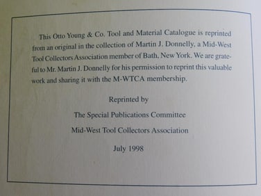 Otto Young & Co. Tool and Material Catalogue, 1998 Reprint Book WATCHMAKER WATCHMAKING TOOLS