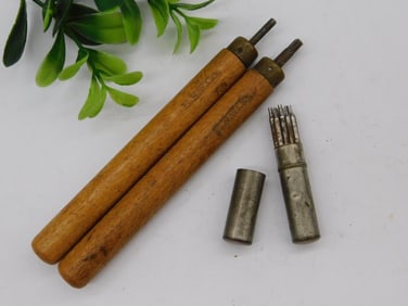 Vintage Leatherworking Tools with Wooden Handles WATCHMAKER WATCHMAKING TOOLS