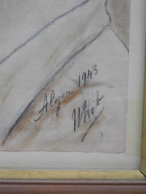 Framed Portrait Sketch of Man in Uniform WATCHMAKER WATCHMAKING TOOLS