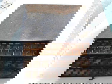 Metal Cabinet with Glass Lenses and Storage Compartments WATCHMAKING WATCHMAKER TOOLS