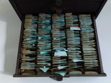 Vintage G-S Flexo Cylinder Crystals Cabinet with Contents WATCHMAKING WATCHMAKER TOOLS