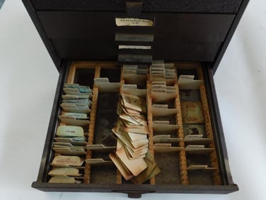 Vintage Watch Crystal Storage Cabinet with Contents WATCHMAKING WATCHMAKER TOOLS