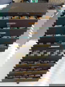 Vintage Watch Crystal Storage Cabinet with Contents WATCHMAKING WATCHMAKER TOOLS