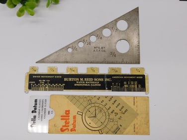 Vintage Measuring Tools and Conversion Guides Set WATCHMAKER WATCHMAKING TOOLS