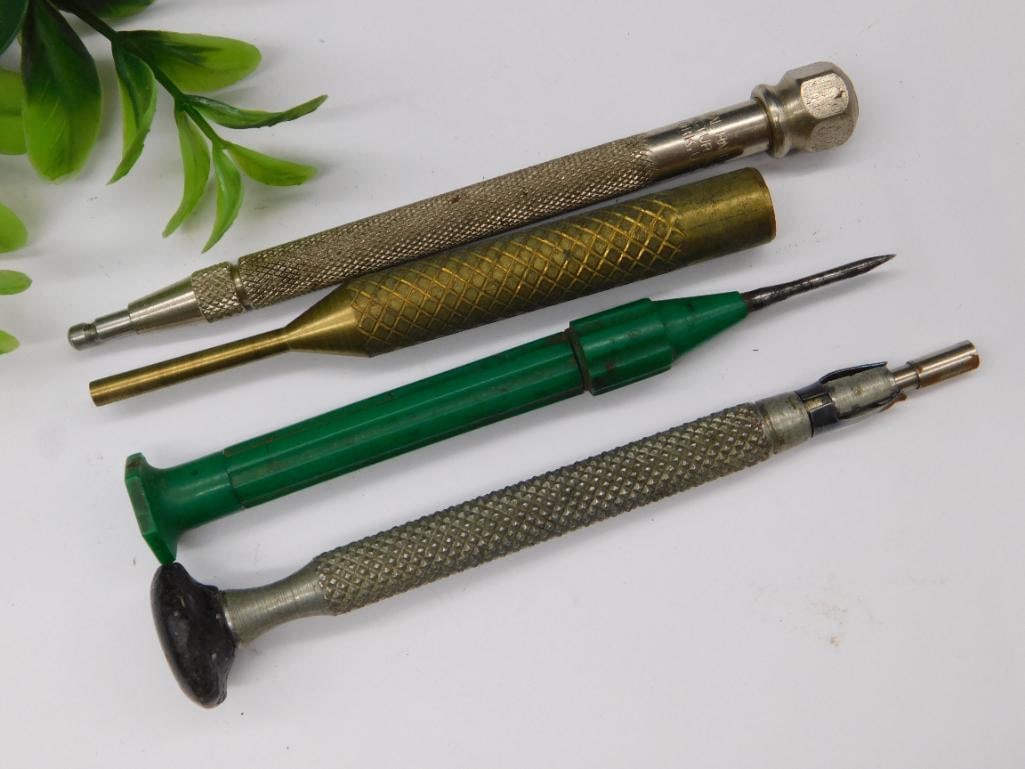 Four Vintage Automatic Center Punches WATCHMAKER WATCHMAKING TOOLS: Four Vintage Automatic Center Punches WATCHMAKER WATCHMAKING TOOLS