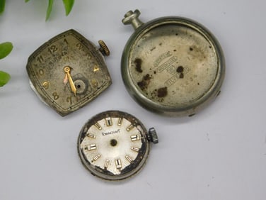 Vintage Watch Parts Including Bulova and Towncraft WATCHMAKER WATCHMAKING TOOLS