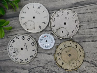 5 Vintage Pocket Watch Faces WATCHMAKER WATCHMAKING TOOLS