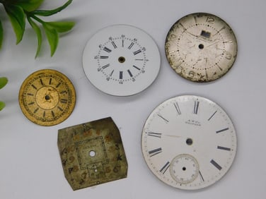 5 Vintage Clock or Watch Dials WATCHMAKER WATCHMAKING TOOLS