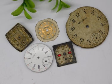 5 Vintage Pocket Watch and Clock Faces WATCHMAKER WATCHMAKING TOOLS
