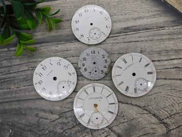 Five Vintage Pocket Watch Dials