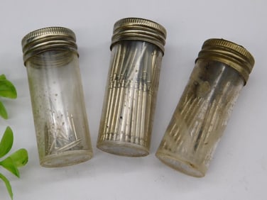 Vintage Glass Vials with Metal Pins