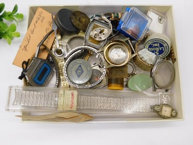 Box Lot of Watch Parts and Accessories Watchmaker Watchmaking Tools