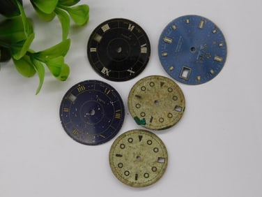 Five Vintage Watch Dials Watchmaker Watchmaking Tools