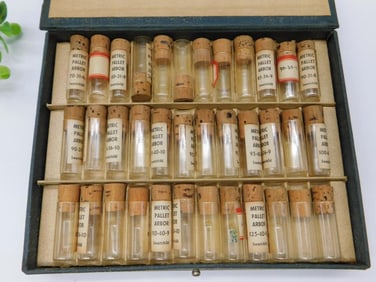 Vintage Metric Pallet Arbor Assortment in Box Watchmaker Watchmaking Tools