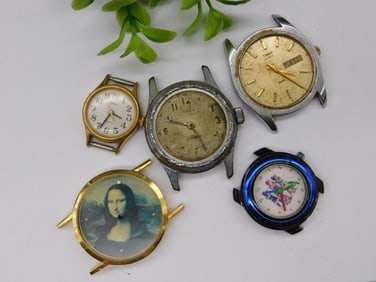 5 Vintage Watch Faces Including Mona Lisa Design Watchmaker Watchmaking Tools