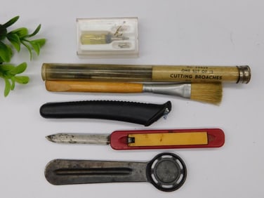 Vintage Mixed Tool Collection Including Cutting Broaches Watchmaker Watchmaking Tools