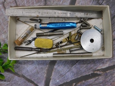Hardware and Tools in Box with Metal Rulers Watchmaker Watchmaking Tools