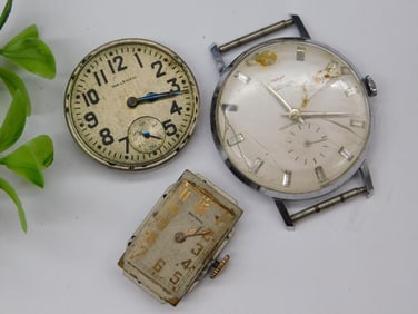 Three Vintage Waltham Watch Movements and Parts Watchmaker Watchmaking Tools