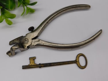 Vintage Metal Pliers and Brass Skeleton Key Set Watchmaker Watchmaking Tools