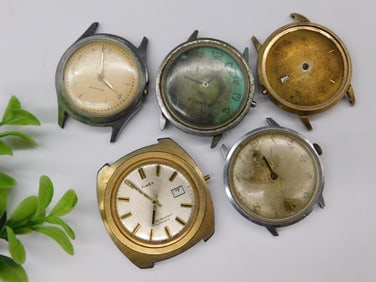 5 Vintage Watch Cases and Movements for Repair Watchmaker Watchmaking Tools