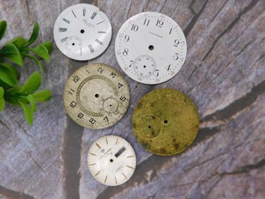 Five Vintage Pocket Watch Faces Watchmaker Watchmaking Tools