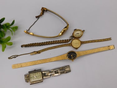 Five Vintage Women?s and Men?s Watches for Repair Watchmaker Watchmaking Tools