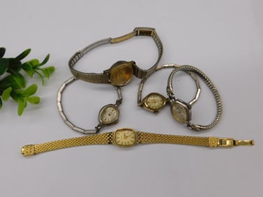 5 Vintage Ladies Wristwatches ? Various Brands Watchmaker Watchmaking Tools