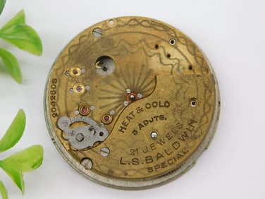 Vintage L.S. Baldwin 21-Jewel Pocket Watch Movement WATCHMAKING WATCHMAKER TOOLS