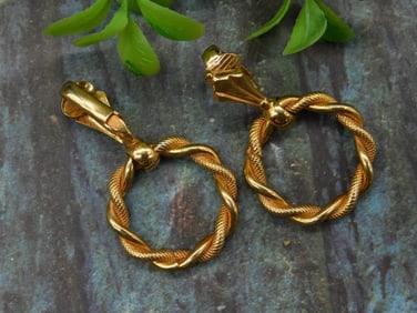 Gold-Tone Twisted Rope Clip-On Earrings