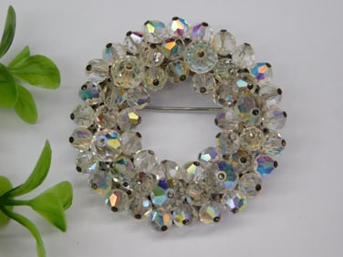 Vintage Aurora Borealis Crystal Brooch