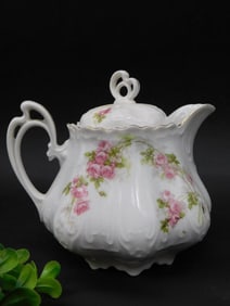 Austrian Porcelain Sugar Bowl with Floral Motif