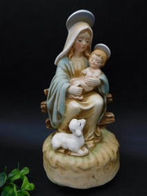 Hand-Painted Nativity Figurine with Lamb