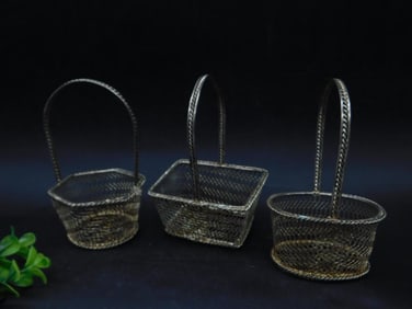 Three Wire Mesh Decorative Baskets