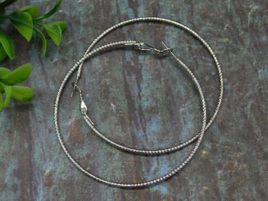 Sterling Silver Hoop Earrings with Textured Finish