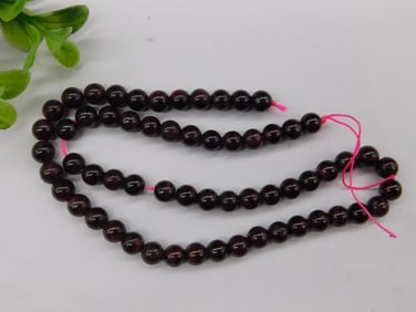 String of Round Garnet Beads for Jewelry Making