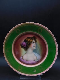 Austrian Hand-Painted Plate with Portrait Design