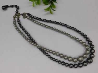 Two-Strand Graduated Gray Pearl Necklace