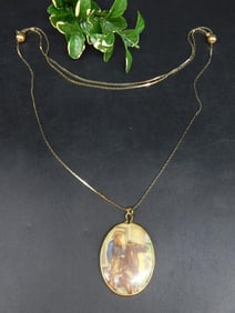 COWBOW PENDANT ON CHAIN NECKLACE VINTAGE ANTIQUE