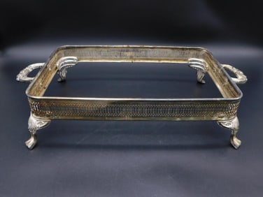 METAL FOOTED CHAFING DISH HOLDER VINTAGE ANTIQUE