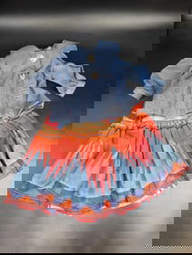 DOLL CLOTHES BLOUSE AND WESTERN SKIRT VINTAGE ANTIQUE