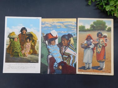 Three Vintage Postcards Featuring Indigenous People